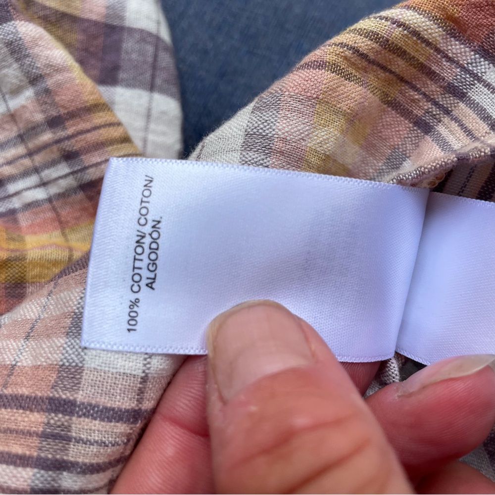 Lucky Brand multicolor plaid boho peasant blouse top Women Large - Like new - Picture 10 of 10